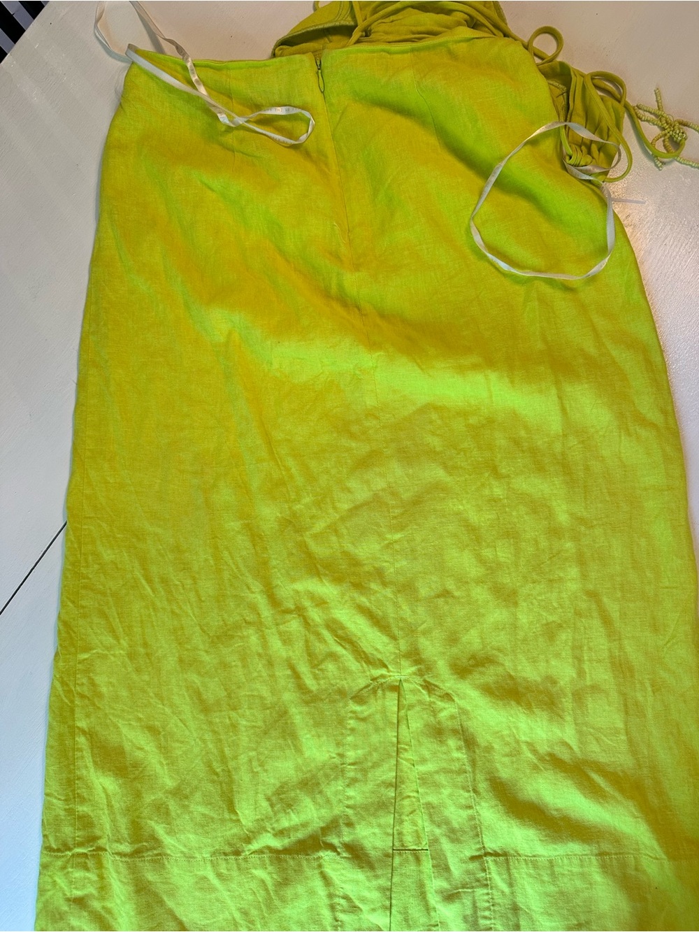 FARM Rio Neon Lime Backless Cutout Midi Dress - Picture 12 of 13